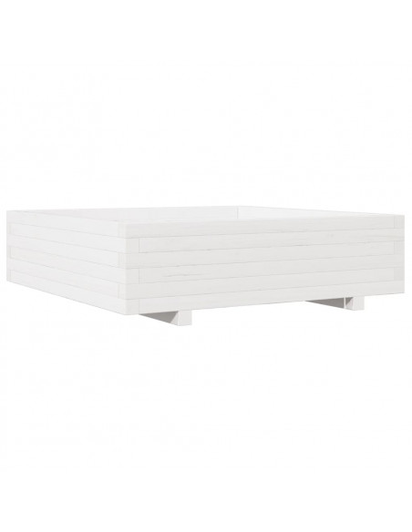 Fioriera da Giardino Bianca 90x90x26,5cm Legno Massello di Pino