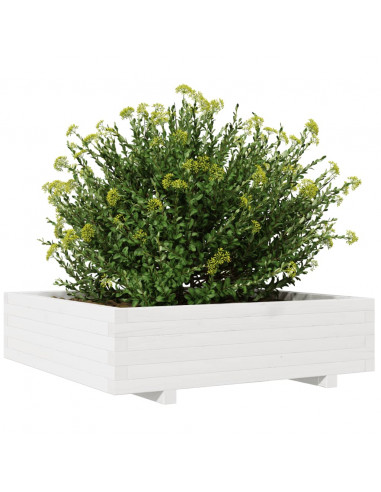 Fioriera da Giardino Bianca 90x90x26,5cm Legno Massello di Pino