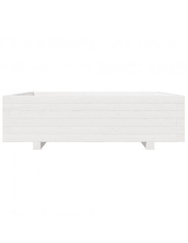 Fioriera da Giardino Bianca 90x90x26,5cm Legno Massello di Pino