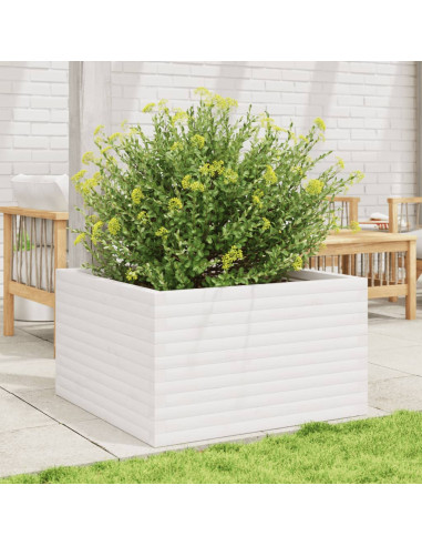 Fioriera da Giardino Bianca 80x80x46 cm Legno Massello di Pino