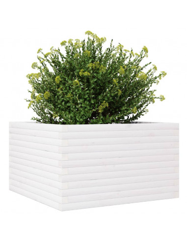 Fioriera da Giardino Bianca 80x80x46 cm Legno Massello di Pino