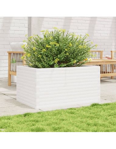 Fioriera da Giardino Bianca 90x60x46 cm Legno Massello di Pino