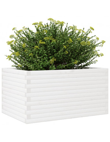 Fioriera da Giardino Bianca 90x60x46 cm Legno Massello di Pino