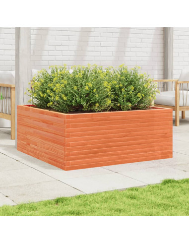 Fioriera Giardino Marrone Cera 110x110x46cm Legno Massello Pino