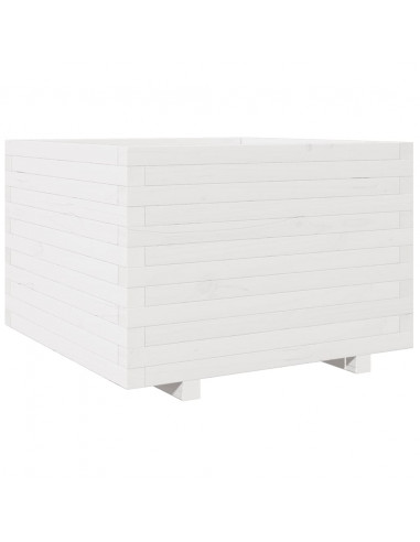 Fioriera da Giardino Bianca 70x70x49,5cm Legno Massello di Pino