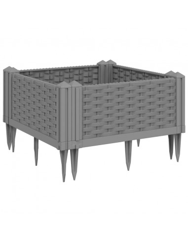 Fioriera da Giardino con Picchetti Grigia 42,5x42,5x28,5 cm PP