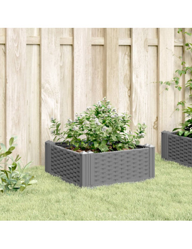 Fioriera da Giardino con Picchetti Grigia 42,5x42,5x28,5 cm PP