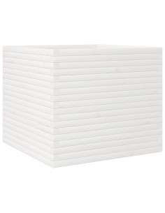 Fioriera da Giardino Bianca 80x80x68,5cm Legno Massello di Pino 2