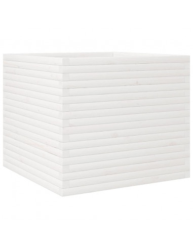 Fioriera da Giardino Bianca 80x80x68,5cm Legno Massello di Pino