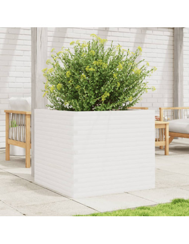Fioriera da Giardino Bianca 80x80x68,5cm Legno Massello di Pino