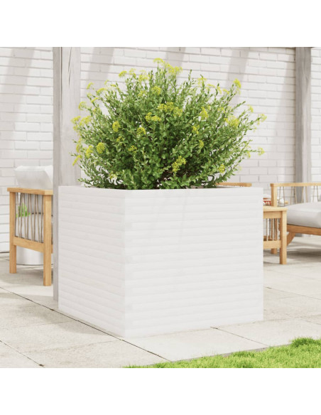 Fioriera da Giardino Bianca 80x80x68,5cm Legno Massello di Pino