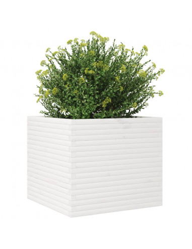 Fioriera da Giardino Bianca 80x80x68,5cm Legno Massello di Pino
