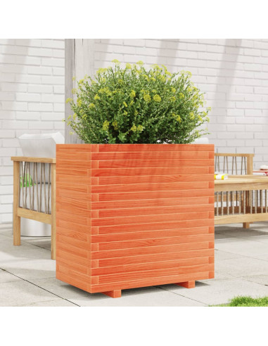 Fioriera Giardino Marrone Cera 70x40x72,5cm Legno Massello Pino