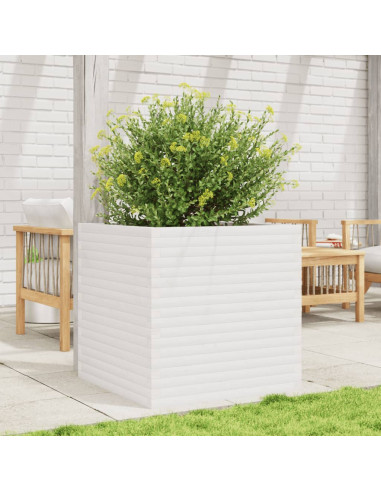 Fioriera da Giardino Bianca 70x70x68,5cm Legno Massello di Pino