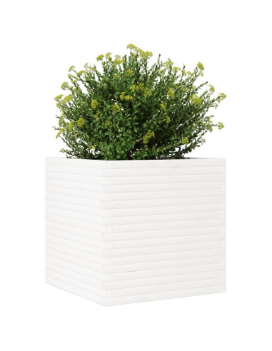 Fioriera da Giardino Bianca 70x70x68,5cm Legno Massello di Pino