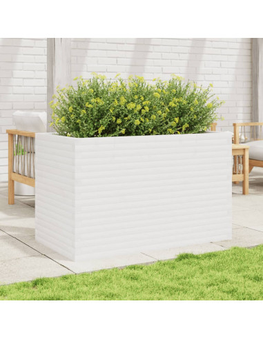 Fioriera da Giardino Bianca 110x60x68,5 cm Legno Massello Pino