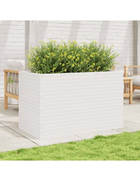 Fioriera da Giardino Bianca 110x60x68,5 cm Legno Massello Pino