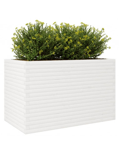 Fioriera da Giardino Bianca 110x60x68,5 cm Legno Massello Pino