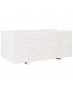 Fioriera da Giardino Bianca 110x60x49,5 cm Legno Massello Pino 2