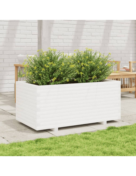 Fioriera da Giardino Bianca 110x60x49,5 cm Legno Massello Pino