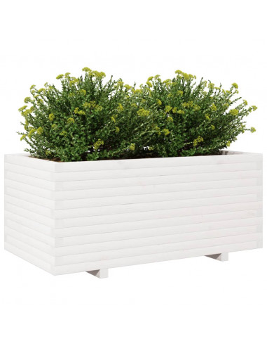Fioriera da Giardino Bianca 110x60x49,5 cm Legno Massello Pino