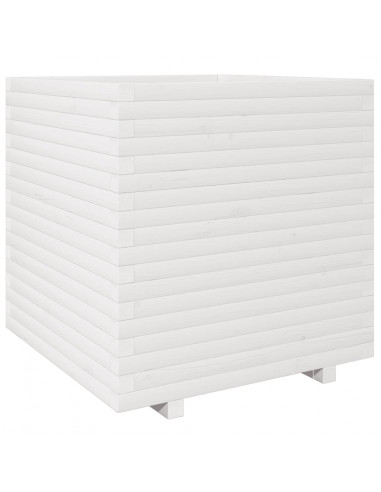 Fioriera da Giardino Bianca 70x70x72,5cm Legno Massello di Pino