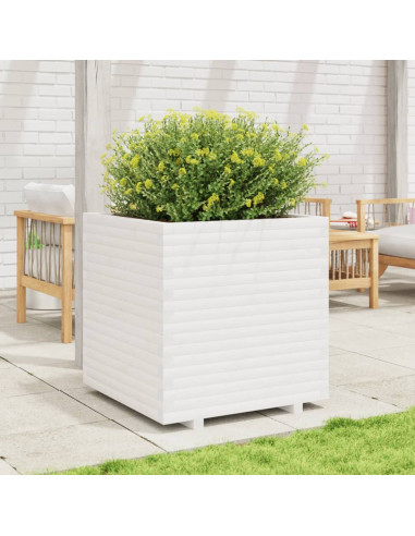 Fioriera da Giardino Bianca 70x70x72,5cm Legno Massello di Pino