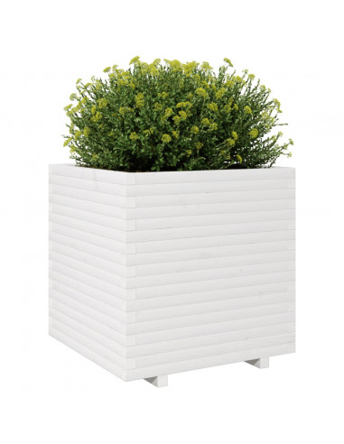 Fioriera da Giardino Bianca 70x70x72,5cm Legno Massello di Pino