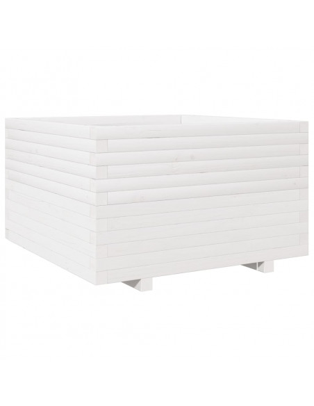 Fioriera da Giardino Bianca 80x80x49,5cm Legno Massello di Pino