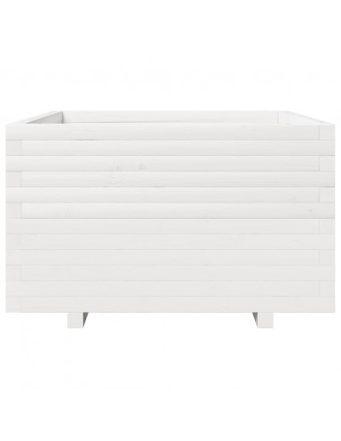 Fioriera da Giardino Bianca 80x80x49,5cm Legno Massello di Pino
