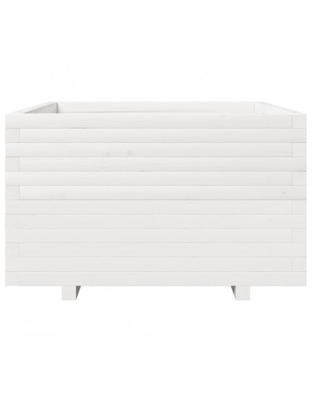 Fioriera da Giardino Bianca 80x80x49,5cm Legno Massello di Pino