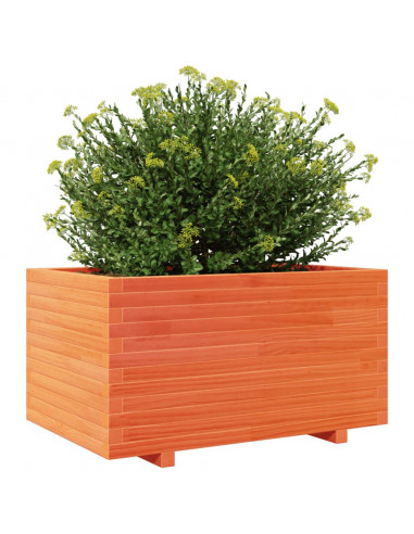 Fioriera Giardino Marrone Cera 90x60x49,5cm Legno Massello Pino