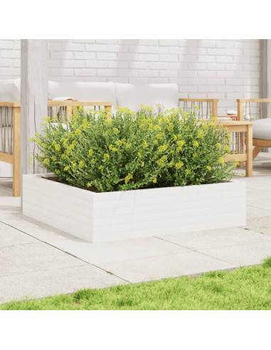 Fioriera da Giardino Bianca 90x90x23 cm Legno Massello di Pino
