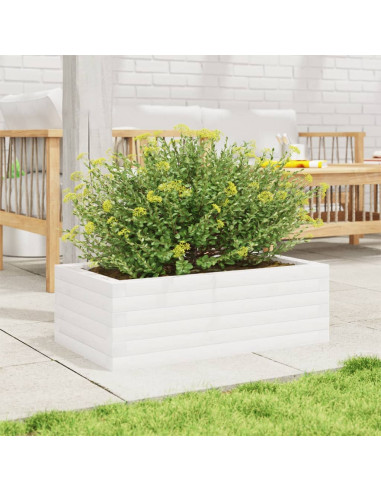 Fioriera da Giardino Bianca 70x40x23 cm Legno Massello di Pino