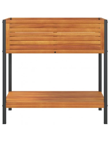 Fioriera con Ripiano 80x45x80 cm in Legno Acacia e Acciaio