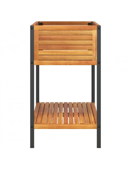 Fioriera con Ripiano 80x45x80 cm in Legno Acacia e Acciaio