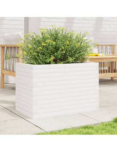 Fioriera da Giardino Bianca 70x40x46 cm Legno Massello di Pino