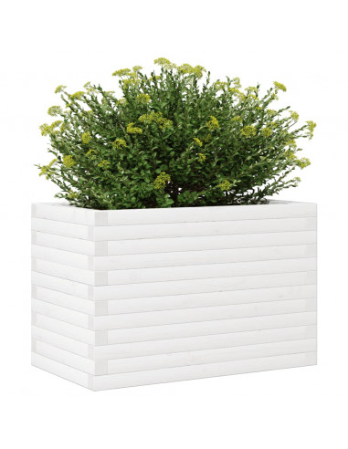 Fioriera da Giardino Bianca 70x40x46 cm Legno Massello di Pino
