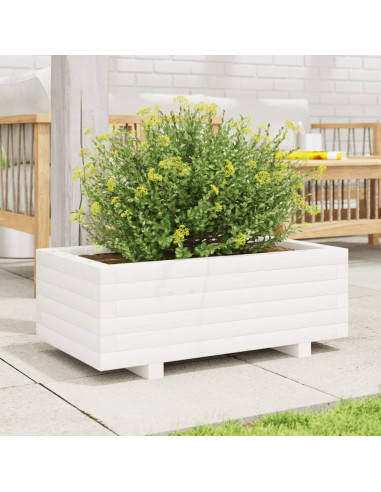 Fioriera da Giardino Bianca 70x40x26,5cm Legno Massello di Pino