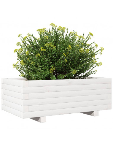 Fioriera da Giardino Bianca 70x40x26,5cm Legno Massello di Pino
