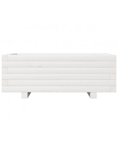 Fioriera da Giardino Bianca 70x40x26,5cm Legno Massello di Pino
