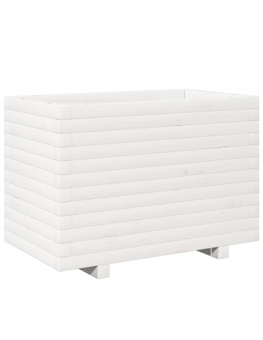 Fioriera da Giardino Bianca 70x40x49,5cm Legno Massello di Pino