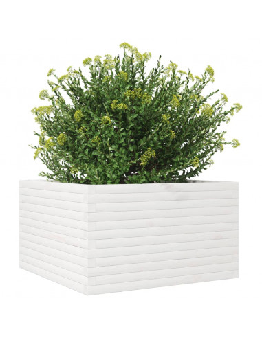 Fioriera da Giardino Bianca 80x80x45,5cm Legno Massello di Pino