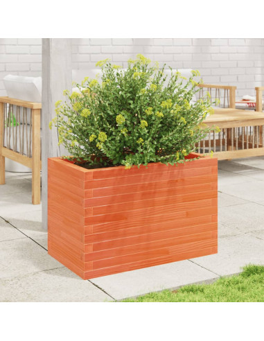 Fioriera Giardino Marrone Cera 70x40x45,5cm Legno Massello Pino