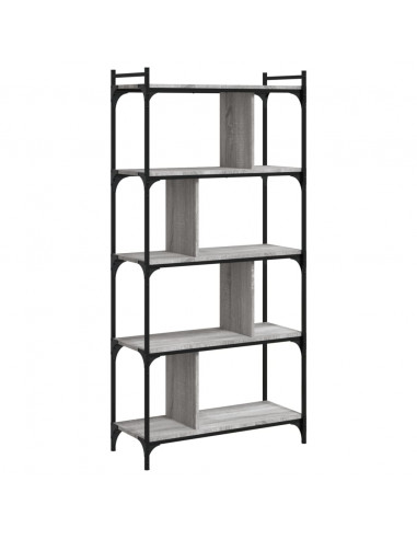 Libreria Grigio Sonoma 5 Ripiani 76x32x158 cm Legno Multistrato