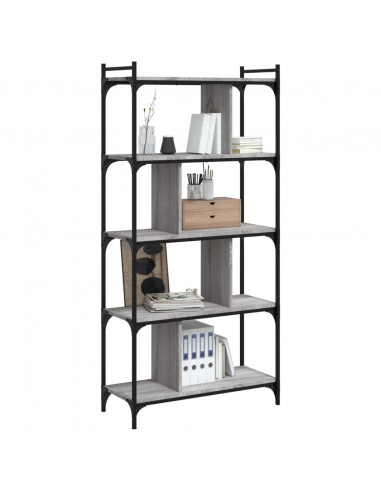 Libreria Grigio Sonoma 5 Ripiani 76x32x158 cm Legno Multistrato