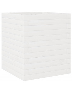 Fioriera da Giardino Bianca 40x40x46 cm Legno Massello di Pino 2
