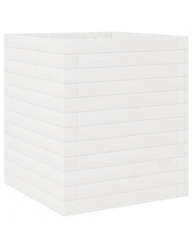 Fioriera da Giardino Bianca 40x40x46 cm Legno Massello di Pino