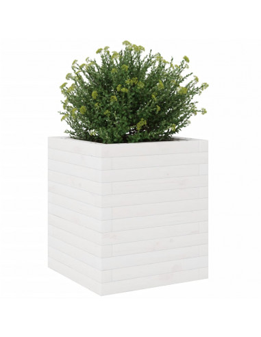 Fioriera da Giardino Bianca 40x40x46 cm Legno Massello di Pino
