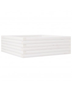 Fioriera da Giardino Bianca 70x70x23 cm Legno Massello di Pino 2